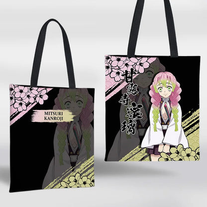 Demon Slayer Mini Shoulder Bag Tanjirou Nezuko Tote Bag Anime Canvas Backpack for Travel Hand-Painted Tote Bag Simple Style Gift