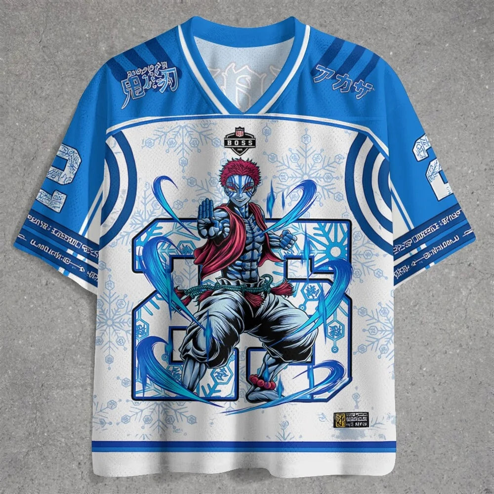 Demon Slayer Anime Series Number Jersey Oversize Daily Unisex Tops Tees Retro Korean Style Kpop Baseball Hockey Outfit T-shirt