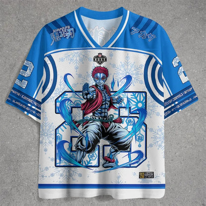 Demon Slayer Anime Series Number Jersey Oversize Daily Unisex Tops Tees Retro Korean Style Kpop Baseball Hockey Outfit T-shirt