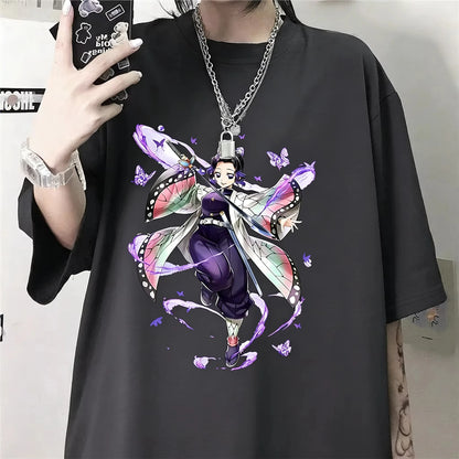Summer Demon Slayer Shinobu Anime Printed T-shirt  Men Women Fashion Y2K Top Harajuku Style 2026 New Men's Clothing T Shirt