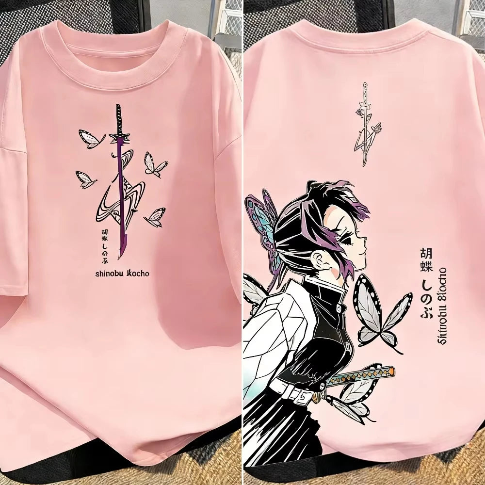 2026 Trendy Demon Slayer Anime Printed Men and Women T-shirt Summer Casual Parent Child Top Street Fashion Cotton Harajuku Y2K