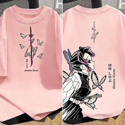 2026 Trendy Demon Slayer Anime Printed Men and Women T-shirt Summer Casual Parent Child Top Street Fashion Cotton Harajuku Y2K