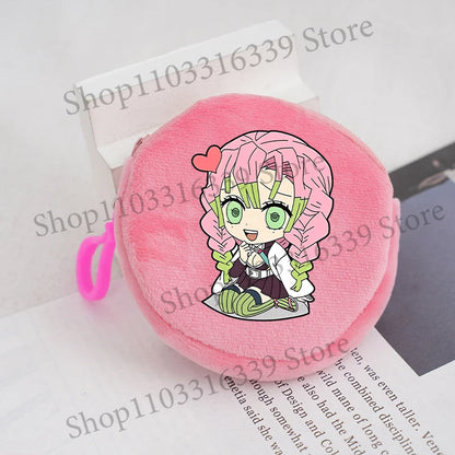 Demon Slayer Coin Purse Anime Figure Tanjiro Nezuko  Giyu Tomioka Wallet Key Earphones Storage Pouch Cute Round Mini Zero Wallet