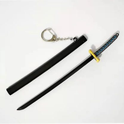 17cm Demon Slayer Keychain Nichirin Blade Model Anime Backpack Pendant Key Ring Tanjirou Zenitsu Creative Collectible Toy Gift