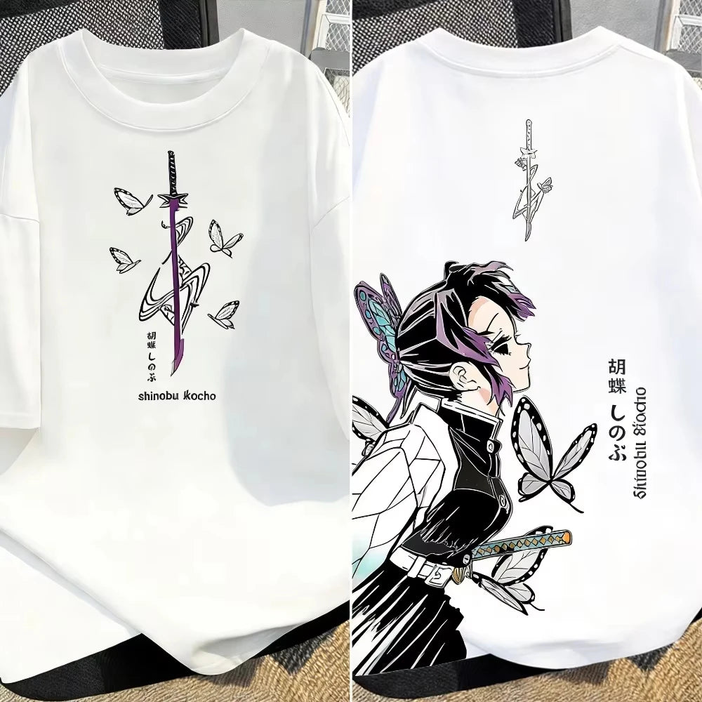 2026 Trendy Demon Slayer Anime Printed Men and Women T-shirt Summer Casual Parent Child Top Street Fashion Cotton Harajuku Y2K