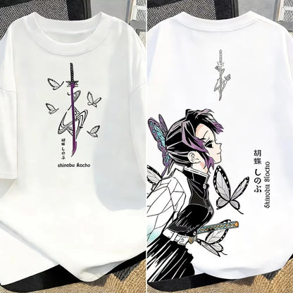 2026 Trendy Demon Slayer Anime Printed Men and Women T-shirt Summer Casual Parent Child Top Street Fashion Cotton Harajuku Y2K