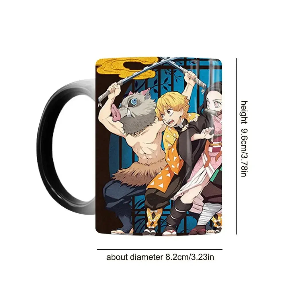 Demon Slayer Discoloration Mug Kimetsu No Yaiba Color Changing Cup Anime Ceramic Coffee Cup Heat Sensitive Milk Tea Mugs Novelty