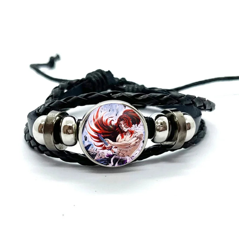 Kokushibo Anime Figure Leather Bracelets Cosplay Eyes Cartoon Horror Multilayer Braided Bracelets Bangles Handmade Jewelry Gifts