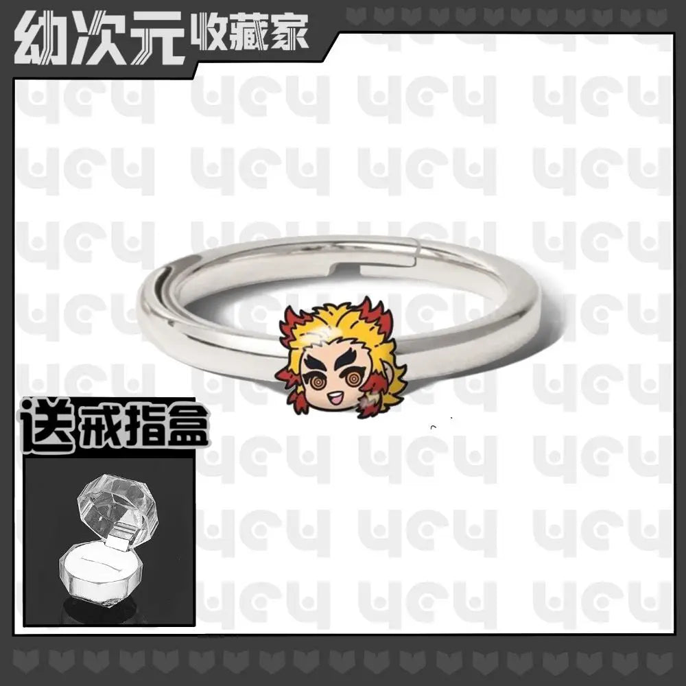 Demon Slayer Douma Tokitou Muichirou Tomioka Giyuu 2D Ring Fashion Personalized Cosplay Accessories Anime Original Niche Gift