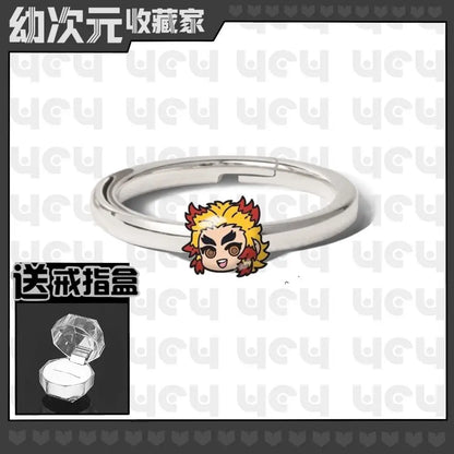 Demon Slayer Douma Tokitou Muichirou Tomioka Giyuu 2D Ring Fashion Personalized Cosplay Accessories Anime Original Niche Gift