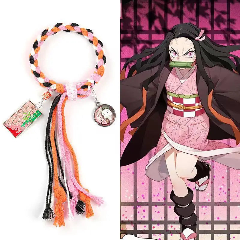 Demon Slayer Bracelet Tanjiro Shinobu Tokito Anime Rope Wristband Cosplay Manga Jewelry Gift for Fans Adults