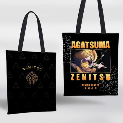 Demon Slayer Mini Shoulder Bag Tanjirou Nezuko Tote Bag Anime Canvas Backpack for Travel Hand-Painted Tote Bag Simple Style Gift