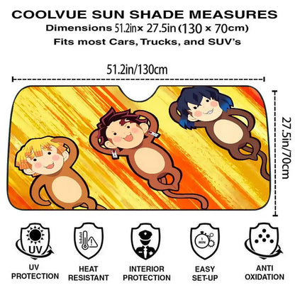 I-Inosukes Zenitsus T-Tanjiros Car SunShade Windshield Cover UV Protection Auto Visor Accessories For Cars