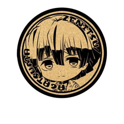 Demon Slayer Cork Coaster,Tanjiro Nezuko Anime Drink Cup Mat, Non-slip Heat Resistant Wooden Pad, Creative Table Decor Gift, 1pc