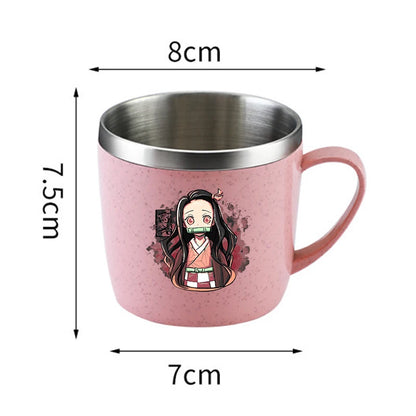 Demon Slayer Kimetsu No Yaiba Double Layer Anti-scalding Water Cup Anime 304 Stainless Steel Milk Mug Anti Drop Water Glass Gift