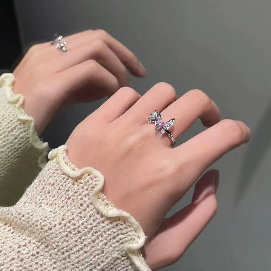 Demon Slayer peripheral accessories ring butterfly column ring anime peripheral gift silver ring fashion friend gift