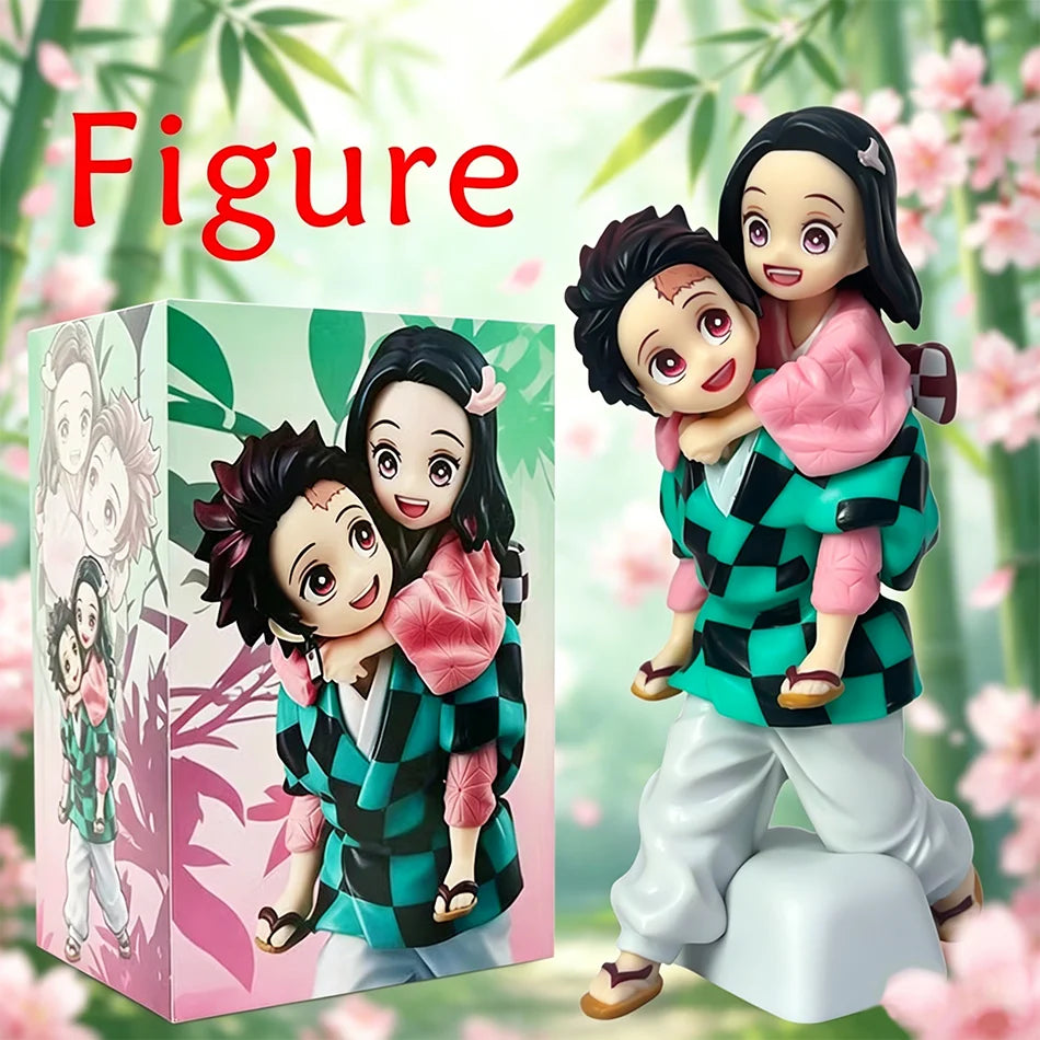 12.5cm Demon Slayer Tanjiro & Nezuko PVC Collectible Cartoon Figure Model Toy Creative Personalized with Packaging Box