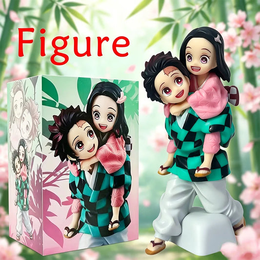 12.5cm Demon Slayer Tanjiro & Nezuko PVC Collectible Cartoon Figure Model Toy Creative Personalized with Packaging Box