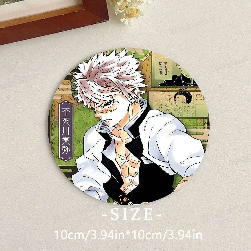Cartoon Character Shinazugawa Sanemi Wood Coasters Round Coaster Non-slip Heat Insulation Coffee Mats Home Accessories Kitchen