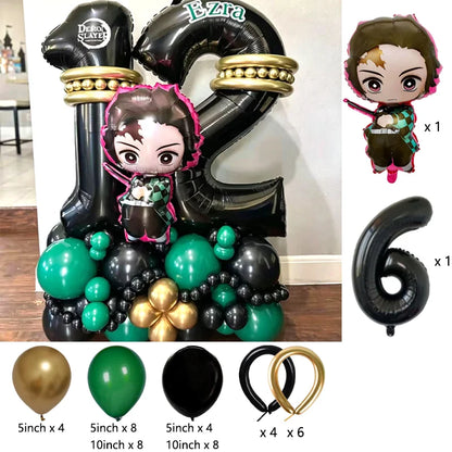 Premium Demon Slayer Theme Balloon Arch Garland Kit Anime Balloon Chain Set Birthday Party Baby Shower Decor