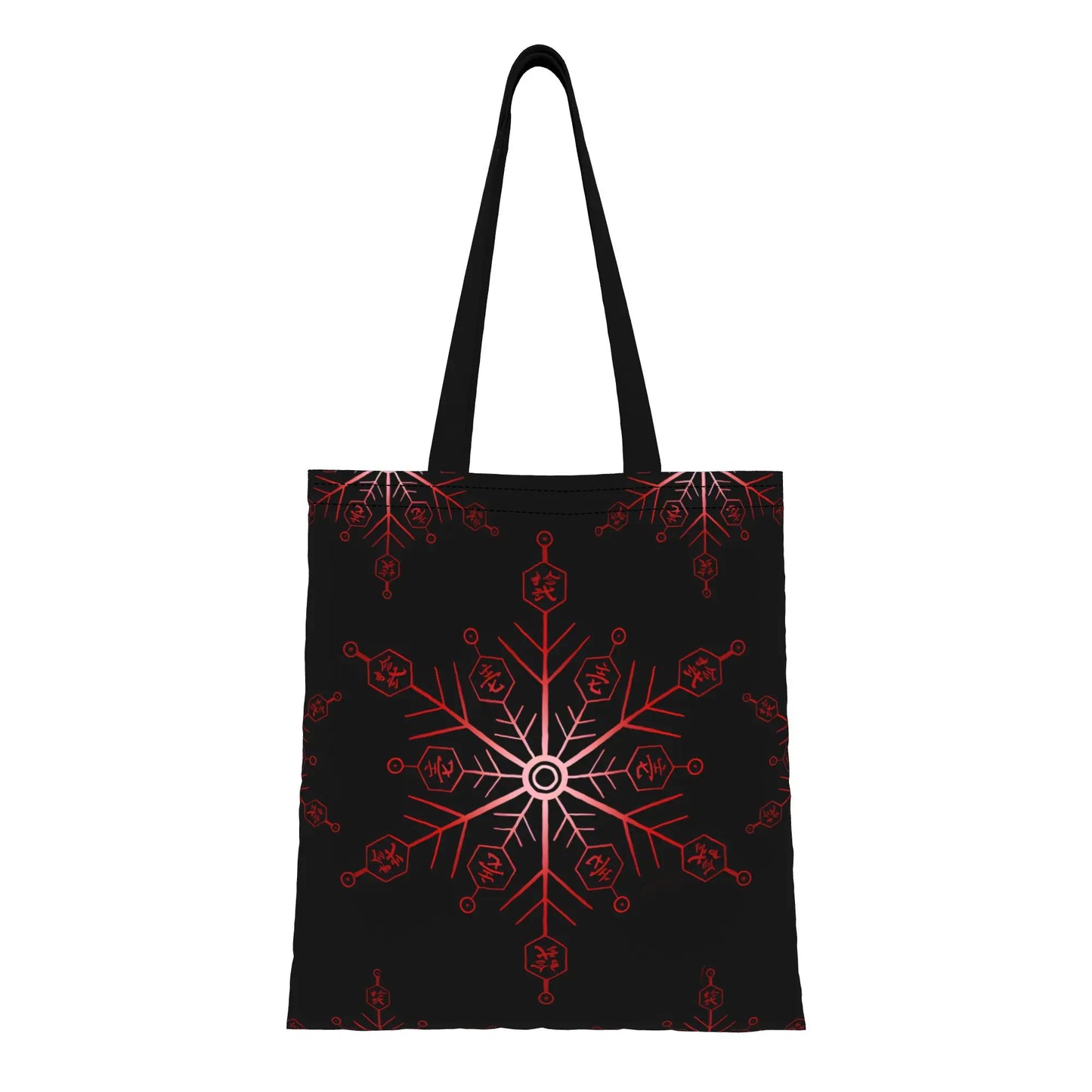 1PC Large Capacity Akaza's Eyes Demon Slayer Canvas Tote Bag Foldable Chic Pattern No Closed Design