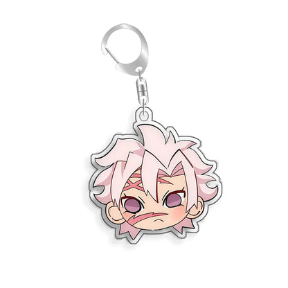 For Demon Slayer Daki Akaza Gyutaro Kokushibo Douma Obanai Iguro Acrylic Selfmade Cartoon Anime Keychain Pendant Toy Gift 5cm