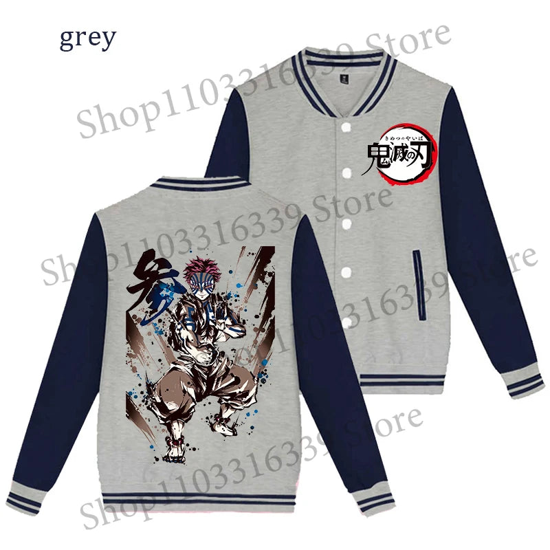 Demon Slayer Baseball Jacket Autumn Winter Jacket Coat Man Woman Giyu Tomioka Muichiro Tokito Anime Clothing Adult Harajuku Coat