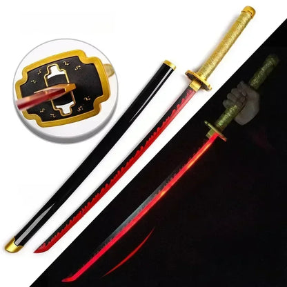 31/40inch Glow Demon Slayer Katana Luminous Sword LED Light Kyoujurou Anime Cosplay Prop Real Japanese Katana Samurai Lightsabre