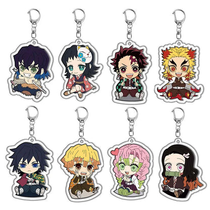Demon Slayer Kimetsu no Yaiba Tanjiro Kamado Nezuko Acrylic Keychain Pendant Anime Merchandise Custom Wholesale In Stock Bulk