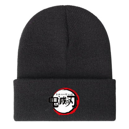 Demon Slayer Print Children Knitted Hat Autumn Winter Boy Girl Knit Warm  Beanie Hat Soft Stretch Men Women Casual Cap