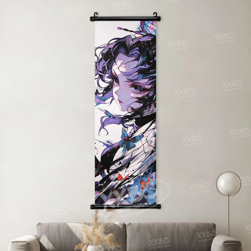 Demon Slayer Poster Home Decor Hashibira Inosuke Canvas Scrolls Picture Agatsuma Zenitsu Wall Art Kamado Nezuko Hanging Painting