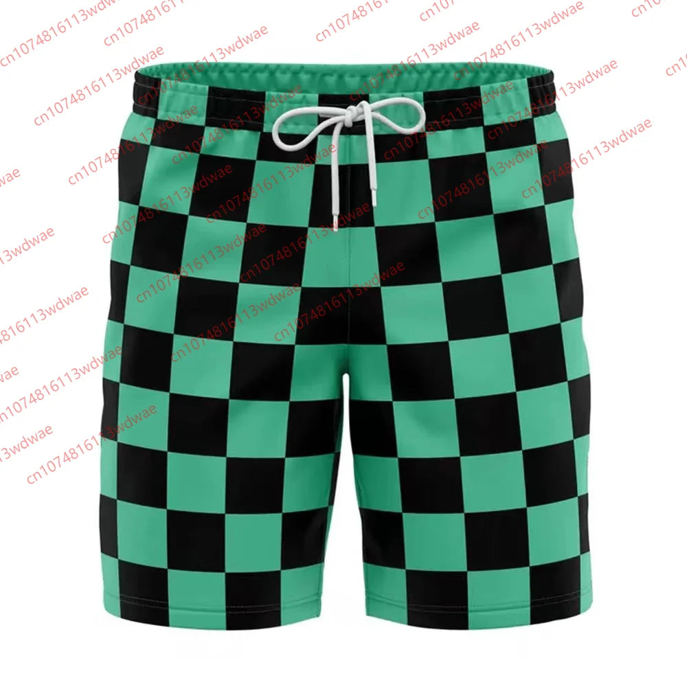 2026 Ghost Slayer Blade Shorts Men Demon Slayer Inspired Boardshorts Summer Beach Trunks Japanese Cosplay Bathing Suit Kid Short