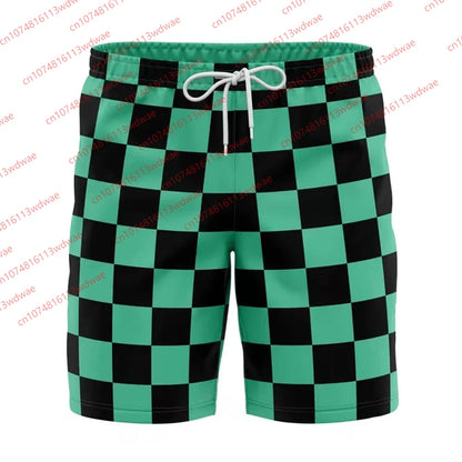 2026 Ghost Slayer Blade Shorts Men Demon Slayer Inspired Boardshorts Summer Beach Trunks Japanese Cosplay Bathing Suit Kid Short