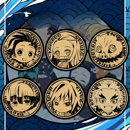 Demon Slayer Cork Coaster,Tanjiro Nezuko Anime Drink Cup Mat, Non-slip Heat Resistant Wooden Pad, Creative Table Decor Gift, 1pc