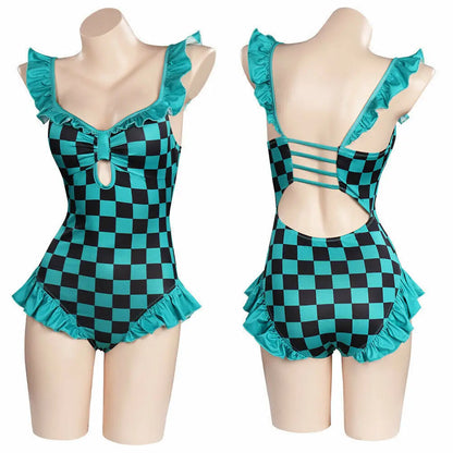Anime Demonn Slayer Cosplay Swimsuit Shinobu Kimetsu No Yaiba Tanjiro Nezuko Bathing Suit for Pool Beach Party Cosplay Costume