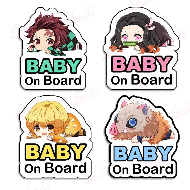 demon slayer   Anime Nezuko Car Reflective Phone Stickers - Wholesale of Safety Deceleration Car Stickers   12x14cm