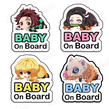demon slayer   Anime Nezuko Car Reflective Phone Stickers - Wholesale of Safety Deceleration Car Stickers   12x14cm