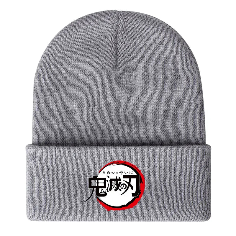 Demon Slayer Print Children Knitted Hat Autumn Winter Boy Girl Knit Warm  Beanie Hat Soft Stretch Men Women Casual Cap
