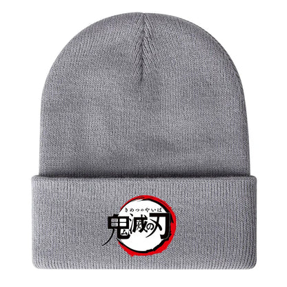 Demon Slayer Print Children Knitted Hat Autumn Winter Boy Girl Knit Warm  Beanie Hat Soft Stretch Men Women Casual Cap