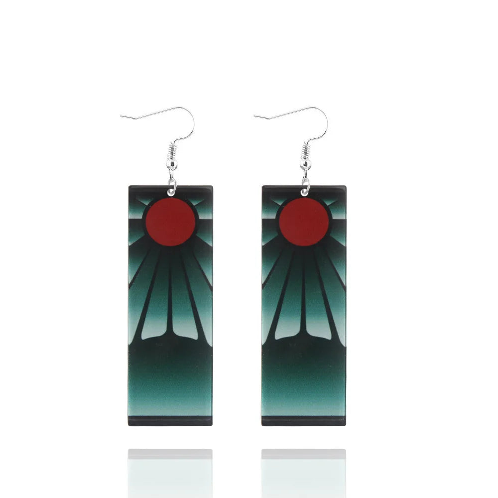 Creative Trinket Acrylic Tanjiro Earrings for Women Girl Accessories Handmade Hoop Earring Anime Jewelry earrings pendientes