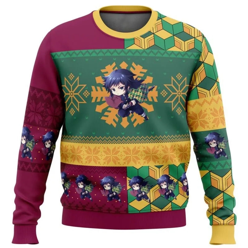 New Demon Slayers  inter Christmas Series Blade Round Neck Hoodie Printed Imitation Sweater Knitted Decorative Daily Necessit