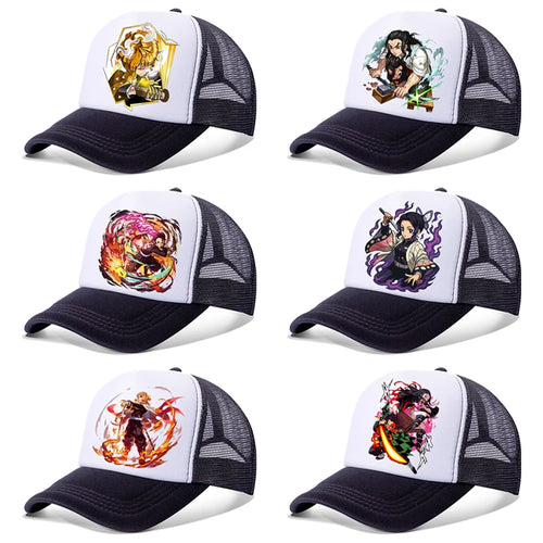 Kids Adults Baseball Caps Demon Slayer Infinity Castle Anime Character Print Sun Hat Cartoon Summer Adjustable Pointy Hats Gifts