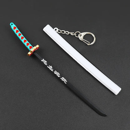 17cm Demon Slayer Keychain Nichirin Blade Model Anime Backpack Pendant Key Ring Tanjirou Zenitsu Creative Collectible Toy Gift