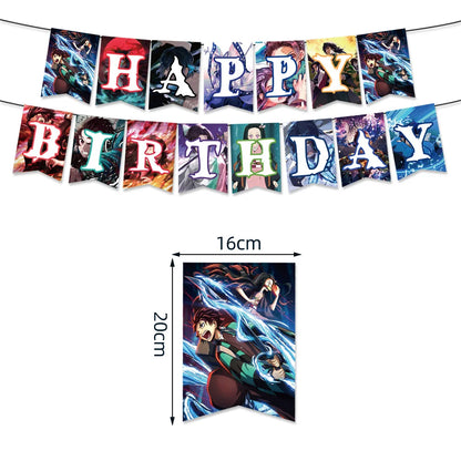 Demon Slayer Birthday Party Background Cloth Banner Balloons Paper Plates Napkins Tablecloth For Holiday Party Decor Supplies