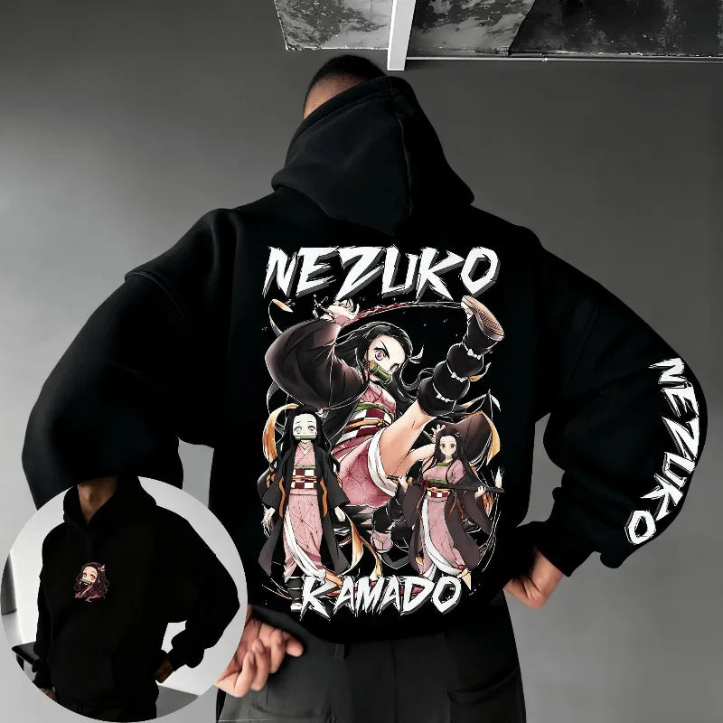 Demon Slayer Nezuko Kamado Anime Hoodie Pullover Sweatshirt Men Women Streetwear Casual Tops Cartoon Print Spring Autumn Fashion