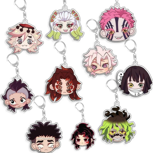 For Demon Slayer Daki Akaza Gyutaro Kokushibo Douma Obanai Iguro Acrylic Selfmade Cartoon Anime Keychain Pendant Toy Gift 5cm