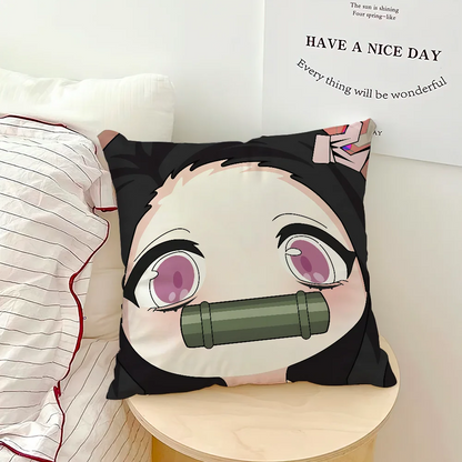 anime manga art chibi D-DemonS S-SlayerS cushion cover soft Pillow Case for Sofa Living Room Home office Decor Protective Covers