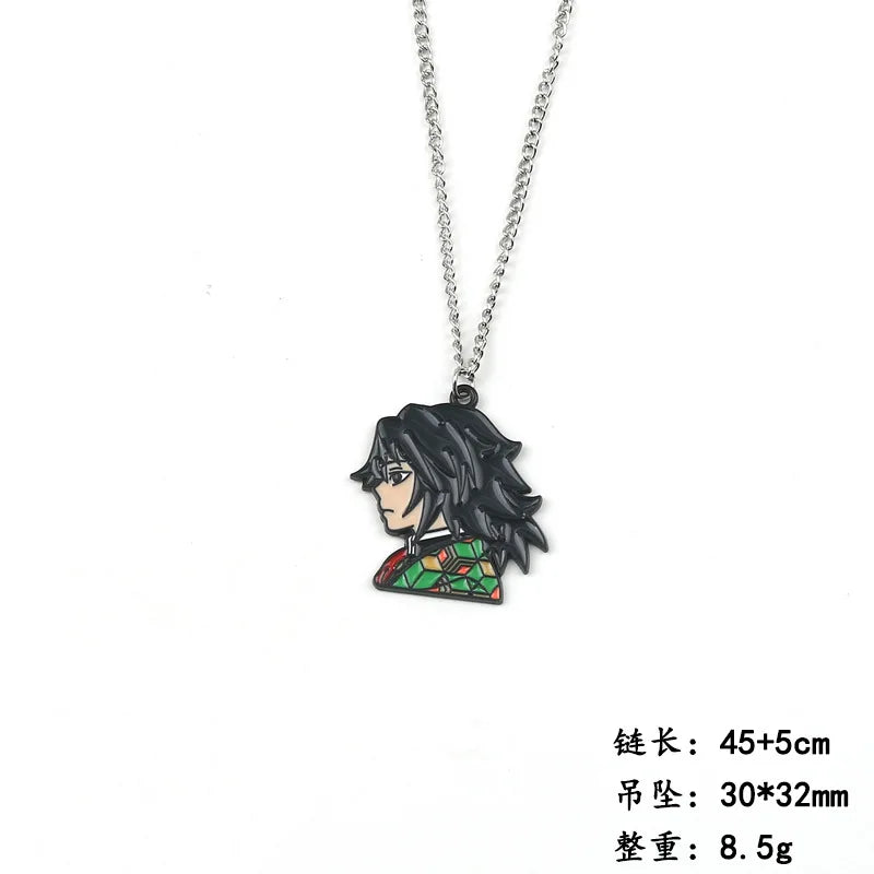 Anime Demon Slayer Cosplay Accessory Kimetsu No Yaiba Pendant Necklace Tanjiro Kamado Spray Paint Oil Drop Alloy Charm Jewelry