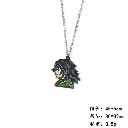 Anime Demon Slayer Cosplay Accessory Kimetsu No Yaiba Pendant Necklace Tanjiro Kamado Spray Paint Oil Drop Alloy Charm Jewelry