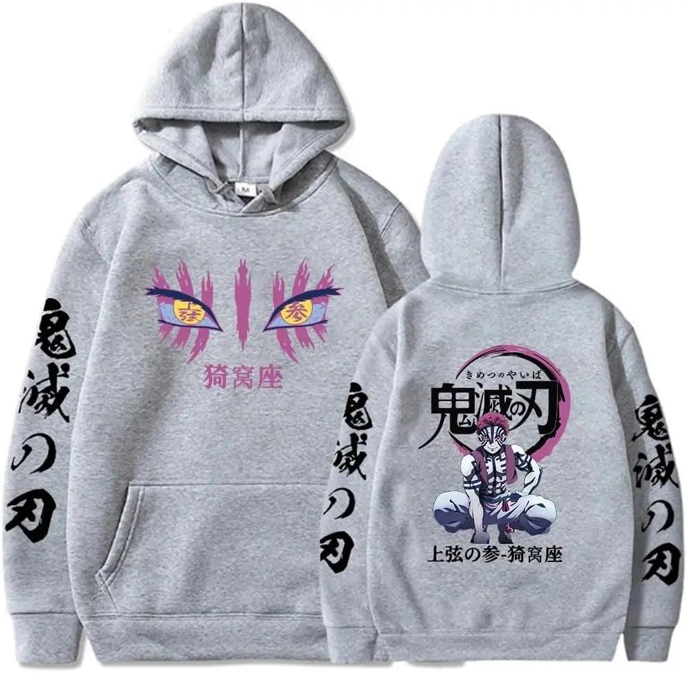 2026 Anime Demon Slayer Akaza Printed Hoodie Sweatshirt Men's and Women's Hoodie Men's Tops Sports Hoodie Harajuku Y2K Hoodie